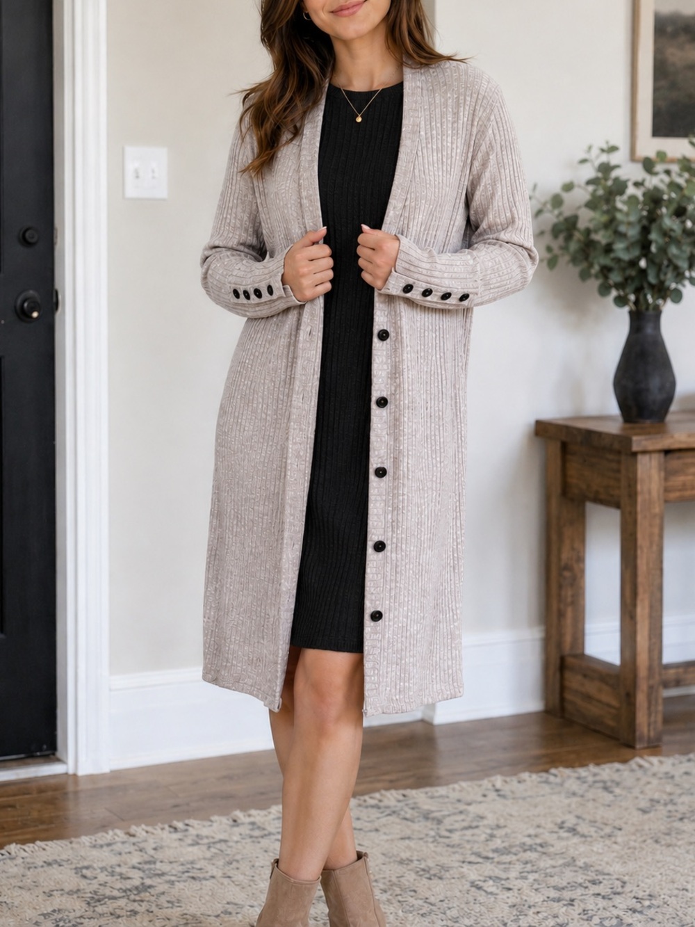 Long Button Cardigan